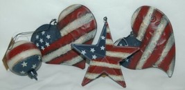 Hannas Handiworks 60650 American Flag 4 Ornament Set 2 Hearts 1 Ball Star image 1
