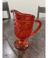 Indiana Glass Orange Glass Creamer Pitcher Amberina Pedestal Vtg - $34.67 CAD