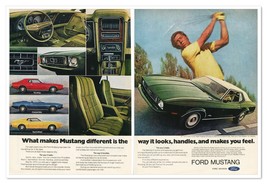Print Ad &#39;73 Ford Mustang Grande Sports Car Vintage 1972 2-Page Advertis... - $12.30