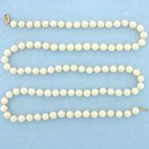 29 Inch Akoya Pearl Strand Necklace in 14K Yellow Gold - £739.86 GBP