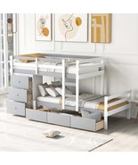 Gray Twin over Twin Loft Bunk Bed w/ Drawers - $791.50 CAD