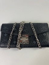 MCM Long Bifold Wallet Black/Silver w/chain-Shoulder strap Ladies - £294.08 GBP