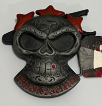 Skull Belt Buckle with Red Rhinestone in Tooth by Franky &amp; Minx New with... - $18.82