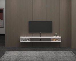 Bixiaomei Floating Tv Unit, 63&#39;&#39; Wall Mounted Tv Cabinet, Floating, Grey White). - £254.04 GBP