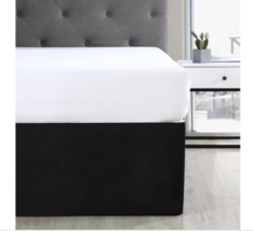 Mainstays Solid Pleated Bed Skirt Soft Brushed Microfiber Black Queen Size - £8.16 GBP
