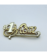 VTG  A.J.C.  Marked Brooch Pin &quot;#1 Mom&quot; 1 3/4 Matte &amp; Shine Gold-Tone w/box - $25.45 CAD