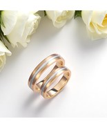 Two-Tone Wedding Band-4mm Wedding Bands Set-Matching Rings-Engrave Band ... - $768.65 CAD+