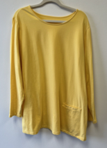 D &amp; Co Women&#39;s Bright Sunny Yellow Tee Shirt SZ XL Has Front Fun Pocket - £14.47 GBP