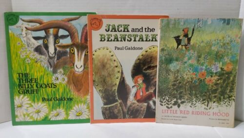 Primary image for Fairy Tales Fables Lot of 3 Jack Beanstalk Billy Goats Paul Galdone Classics 