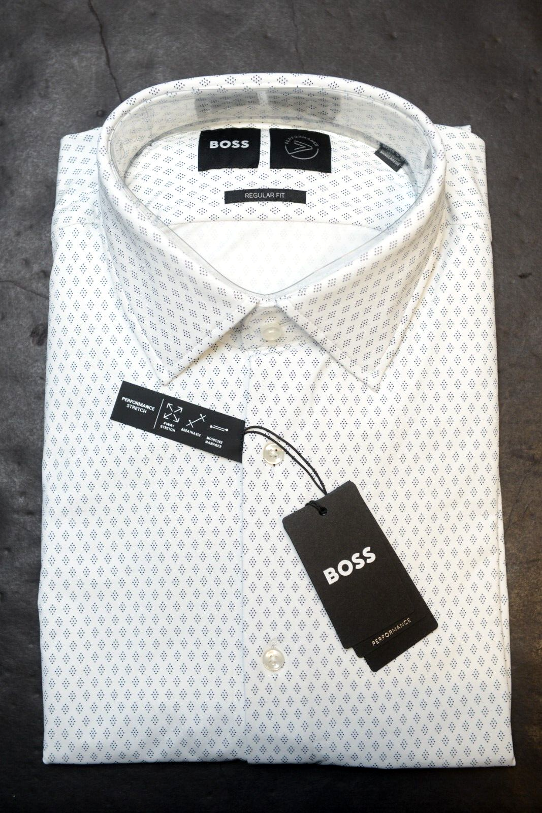 HUGO BOSS Herren Joe Kent Reise Reg Passform Performance Stretch Kleid Hemd 37 Item image 2