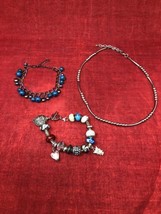 Lot of 2 Bracelets &amp; 1 Necklace Viva Beads Clay Bead Bracelet &amp; 925 Silver Charm - £23.48 GBP