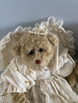 Vtg TY Attic Treasures Bride &amp; Groom Brown Bears Classic Lace Dress Ange... - £20.83 GBP