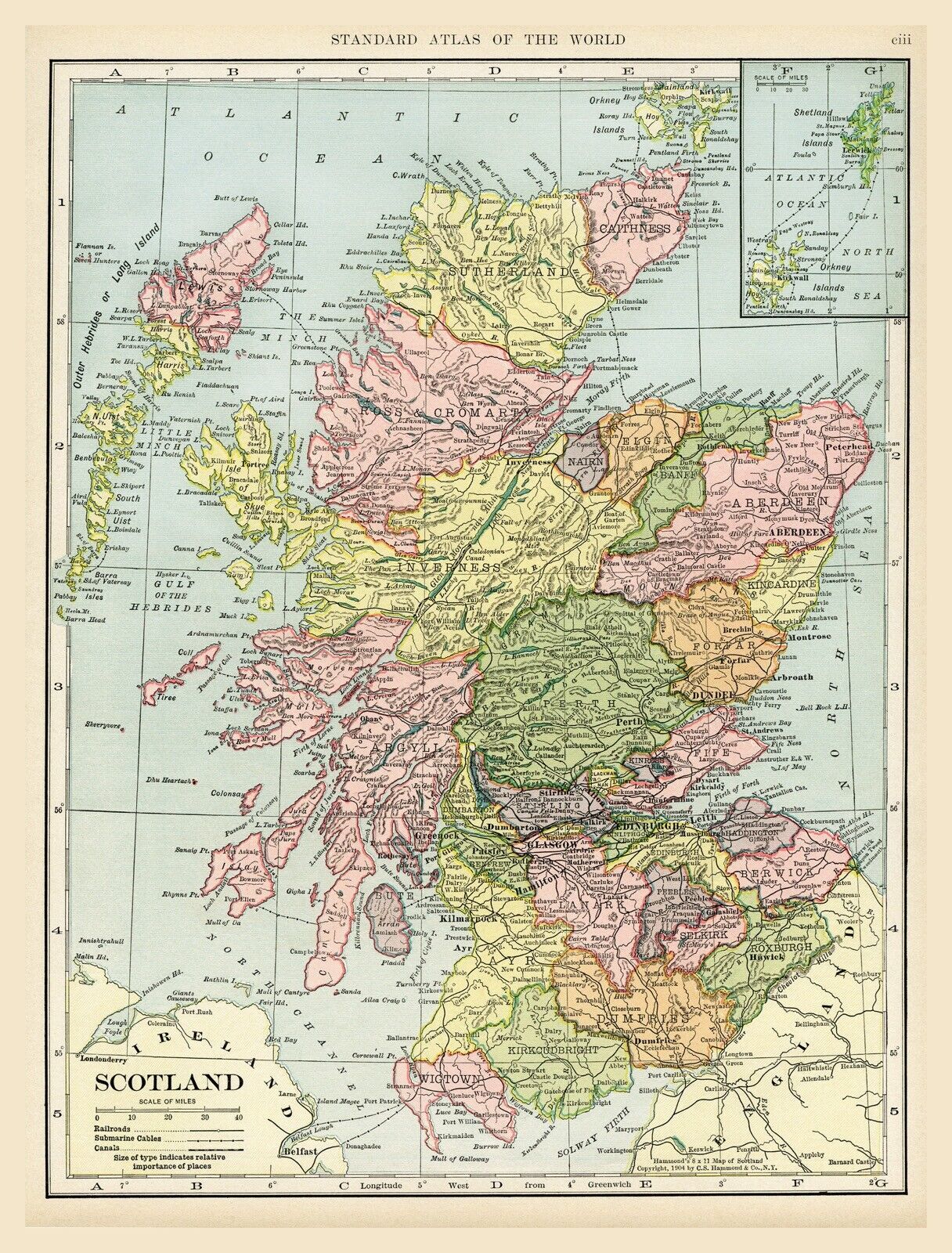11204.Decoration Poster.Room Interior designer wall.Vintage 1927 Map.Scotland