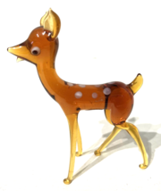 Glass Deer 3&quot; Lauscha Bimini Vintage West German Figurine Blown - £46.60 GBP