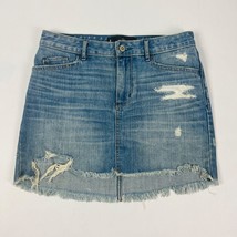 Hollister 5 Pocket Women&#39;s Denim Skirt Junior Size 5 Blue Distressed - $18.99