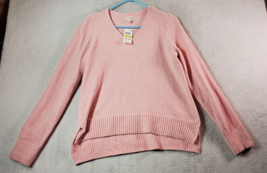 Maison Jules Sweater Womens Size Medium Pink Polyester Knit Long Sleeve V Neck - £12.33 GBP
