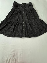 Time & Tru Women's Black Cotton Full Button Front Tiered Skirt Size 12 Waist 32" image 8