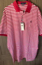 Polo Ralph Lauren Men&#39;s Polo SS Shirt XL Red White Stripe Cotton - £54.99 GBP
