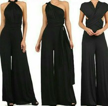 Womens wedding Multi Way Convertible Wrap Jumpsuit Romper Wide Palazzo Jumper - £20.29 GBP