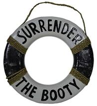 15 IN Hand Carved Wood Pirate &quot;Surrender the Booty&quot; Life Saver Ring Buoy... - £31.51 GBP