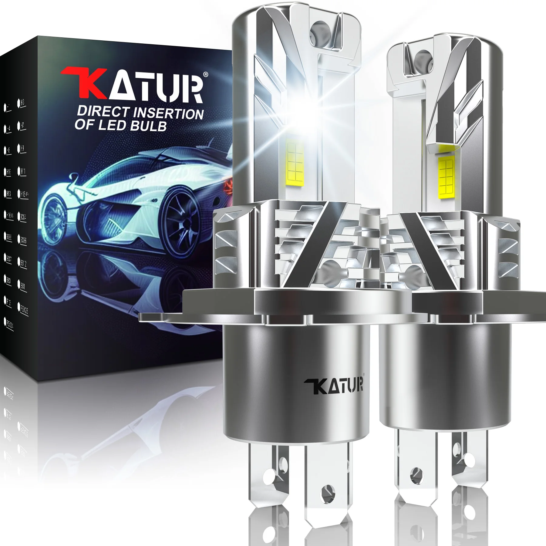 2x H4 LED Headlight Bulb Wireless Fanless 6000K 100W Auto Diode Lamps Turbo Led - £28.70 GBP