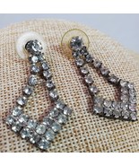Vintage Classy Party Bling Earrings 1.5&quot; Inch Push Dangle Drop - $9.00