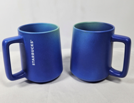Starbucks Summer 2020 Blue Teal Ombre Ceramic Coffee Cup Mug 14 oz Set of 2 Lot - £19.94 GBP