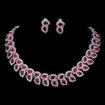 AMC Luxury/Fashion Red Necklace And Earring Set AAA Cubic Zirconia Jewelry Set f - £64.85 GBP