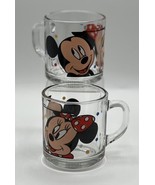 Vtg Walt Disney Mickey &amp; Minnie Mouse Anchor Hocking Clear 8oz Coffee Mu... - £16.94 GBP