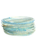 10 Clear with Blue Recycled Flip-Flop Bracelets Hand Made in Mali, West ... - $7.80