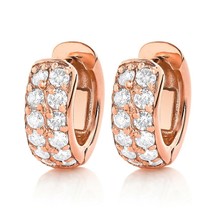 1.00CT Moissanite Redonda 2 Fila Aro Pendientes Huggie 14K Oro Rosa Plateado - $152.30