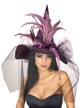 Rubie&#39;s Women&#39;s Witch Hat with Feathers and Veil Costume, Multicolor, One Size - £53.88 GBP