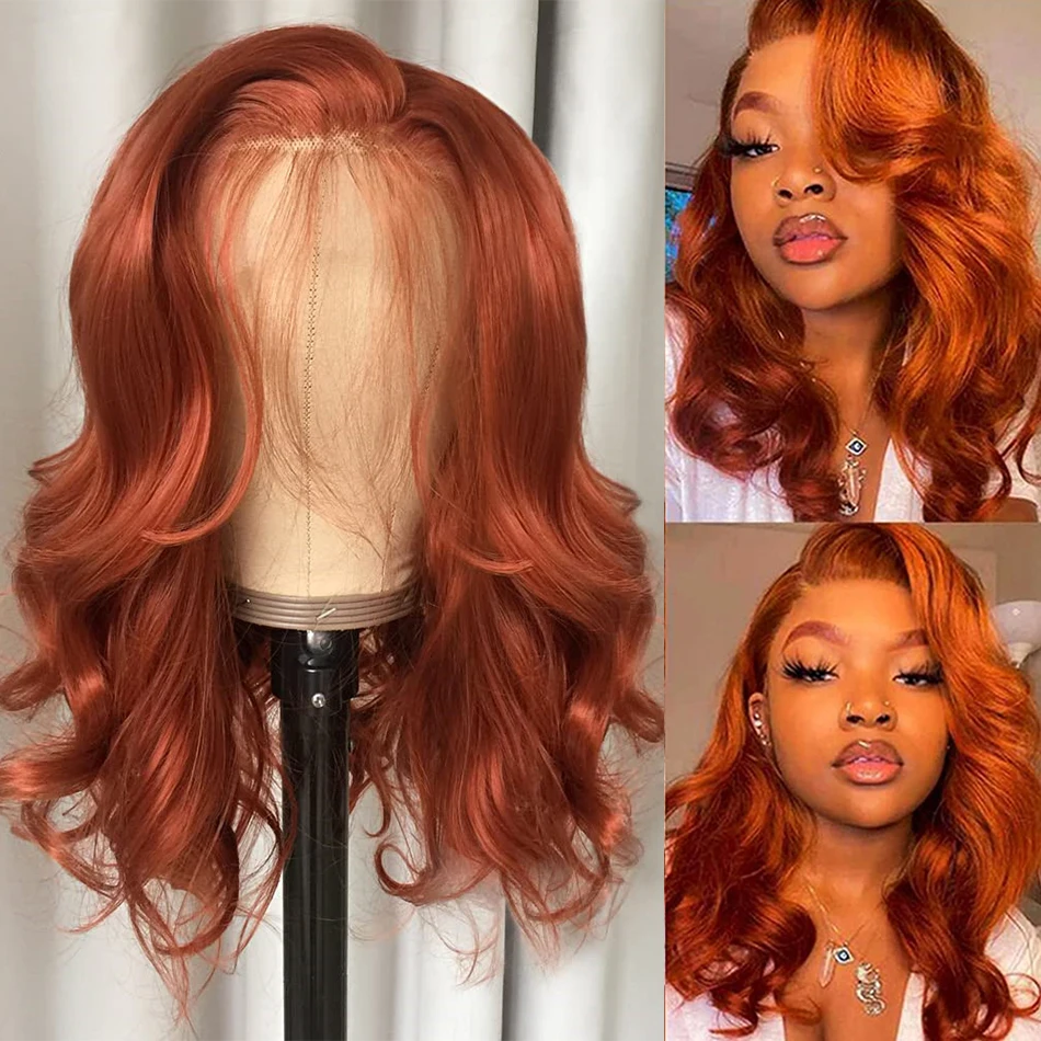 13x4 Body Wave Ginger Brown Short Bob Wigs For Women Human Hair HD Transpare - £47.55 GBP+