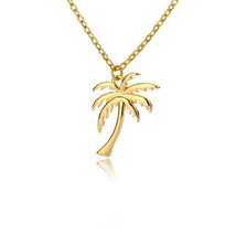 Coconut Tree Pendant Necklace For Women Stainless Steel Gold Silver Color Plant  - £20.10 GBP