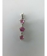 10k White Gold Pendant 3 Pink Heart Stones Diamond Past Present Future .... - $44.99