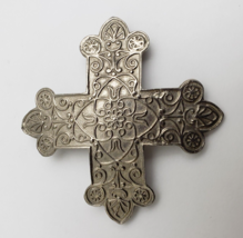 Vintage Accessocraft NYC Maltese Cross Brooch Pin Pendant Silver Tone Signed - £63.26 GBP