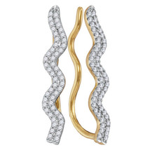 10k Yellow Gold Womens Round Diamond Double Two Row Climber Earrings 1/4 Cttw - £225.00 GBP