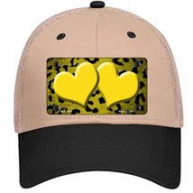 Yellow Black Cheetah Hearts Oil Rubbed Novelty Khaki Mesh License Plate Hat - £23.31 GBP