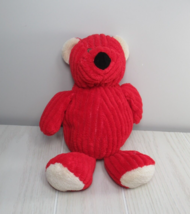 Animal Adventure plush red beige teddy bear ribbed chenille corduroy look 2014 - £7.75 GBP