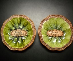 Treasure Craft Pottery Busch Gardens Set of Two Round Trinket Dishs USA Greens - £10.14 GBP