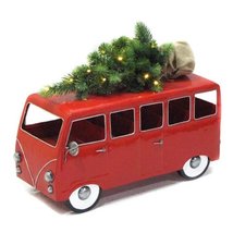 Zaer Ltd. Winter Bus with Light-up LED Christmas Tree on Roof (Red) - £88.46 GBP