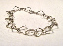 Sterling Silver .925 Heart Shaped Ladies Link Bracelet K080 - £42.88 GBP
