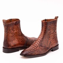 The Boss Tan Pythn Snk Zip-Up Leather Men Boot Limited Edition image 8
