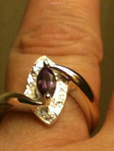 Estate 0.62ctw Natural Amethyst &amp; Diamond Ring 925 Sterling Silver Size ... - $54.00