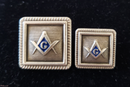 Blazer Jacket button set square S&amp;C silver plated enamel Masonic Freemas... - $30.50
