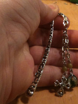 Dangling Chain, Sacred Heart, Cross, Aventurine Beads SilverTone Mini Bookmark - £6.31 GBP