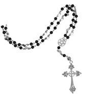 Gothic Bead Cross Necklace, Cross Choker, Layered New - $55.14