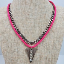 Vintage Estate Hippie Silver Pink Spike Pendant Necklace 20 Inch - €7,33 EUR