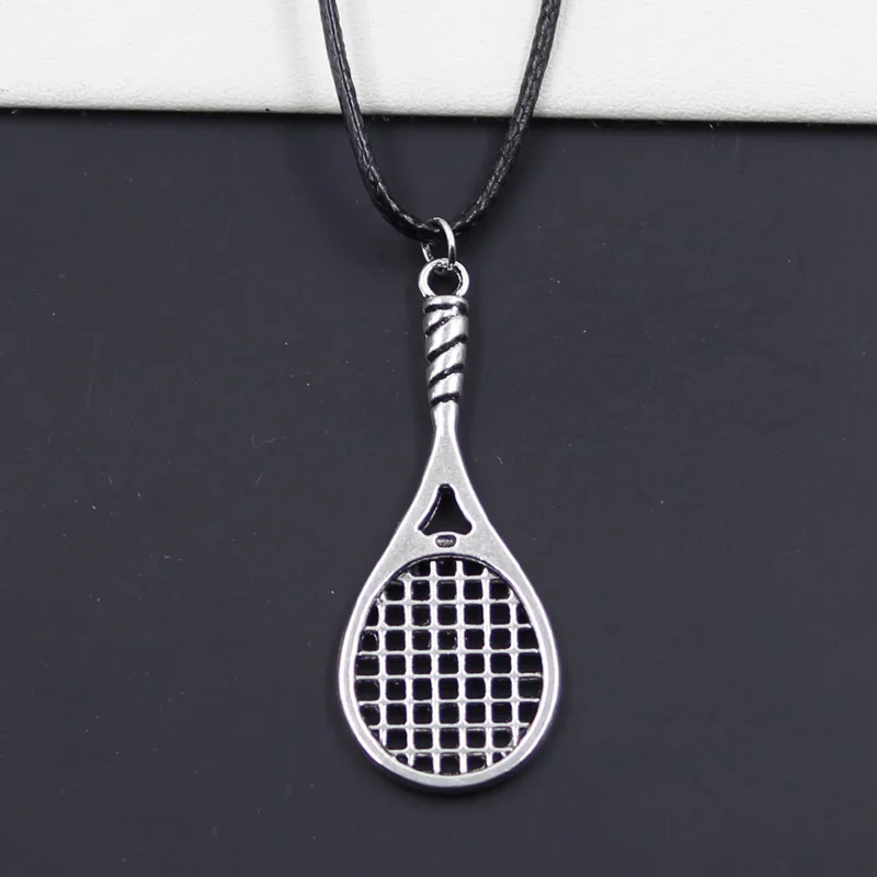 Sporting New Durable Black Faux Leather Badminton Tennis Racket Pendant Cord Cho - £23.87 GBP