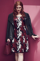 New Womens NWT Taylor Dress 2X Plus Sweater Black White Dark Red Soft Flowers  - £209.41 GBP